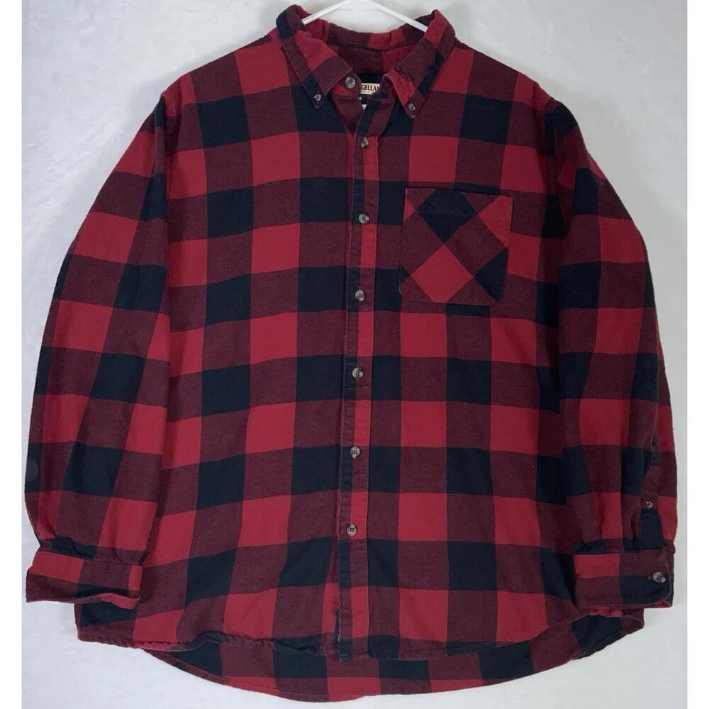 Magellan Outdoors Classic Fit Flannel Button Down Shirt Red Plaid Mens XLarge XL
